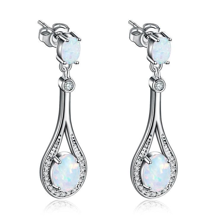 Luxury European & American Opal Double Oval Earrings for Women