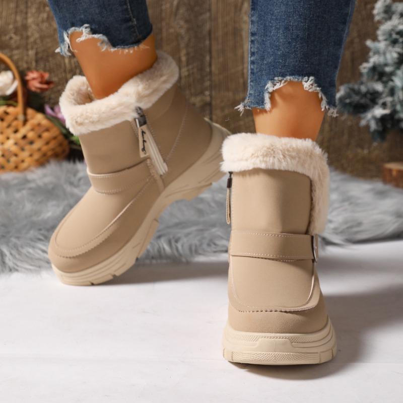Fashion 2025 Winter New Velvet Snow Winter Thickened Warm Women's Mid-barrel Cotton Boots