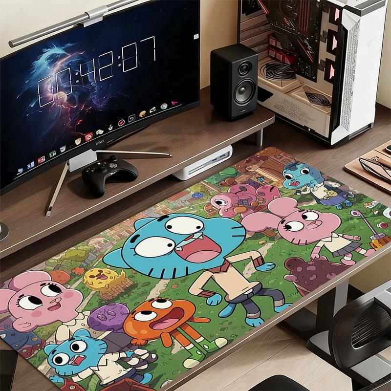 The Amazing World of Gumball Mouse Pad, Large Gaming Desk Mat, Non-slip XXL Mousepad for Laptop & Tablet, Mini PC Playmat with Stitched Edges