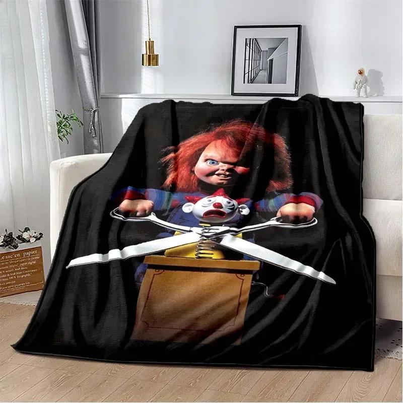 3D Horror Movie Character Chucky Saw Cartoon Area Blanket Fashion Soft Cozy Living room Bedroom Sofa Bed Travel Blanket