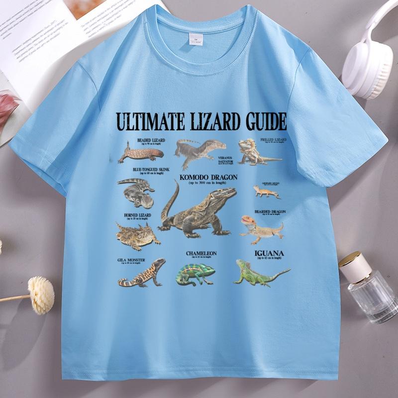 Lizard Guide T Shirt Funny Educational Lizard Graphic Tee Cotton Short Sleeve Round Neck Printed Tshirt High Quality Tops