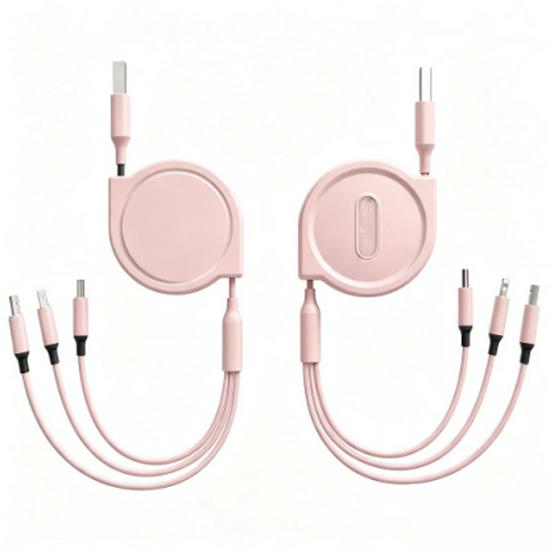 Retractable Macaron 3-in-1 Fast Charging Cable with Custom Logo