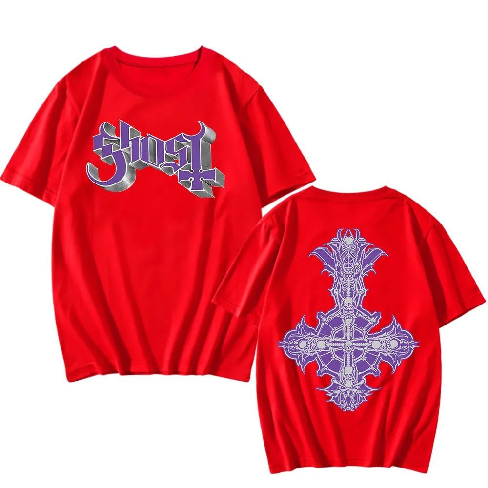 Chrome Purple Skeletá Tee Ghost Band Hip Hop Tshirts Summer Short Sleeve Men_women T-shirt Round Neck Heavy Mental Streetwear