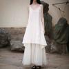 Summer Cotton Hem Yarn Pendulum Suspender Skirt Travel Dress Pure Cotton White Dress