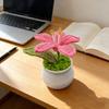 Virkat Krukväxt Konstgjord Stickad Liljeblomma med Kruka Handgjord Blomstergåva till Mamma Lärare Kvinnliga Vänner Födelsedag Jubileum