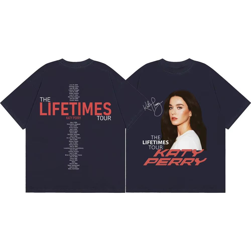 Sängerin Katy Perry 2026 Festivals Tour T-Shirt High Street Mode Trend Kurzarm T-Shirts Y2K Gothic Baumwolle Oversized T-Shirts S