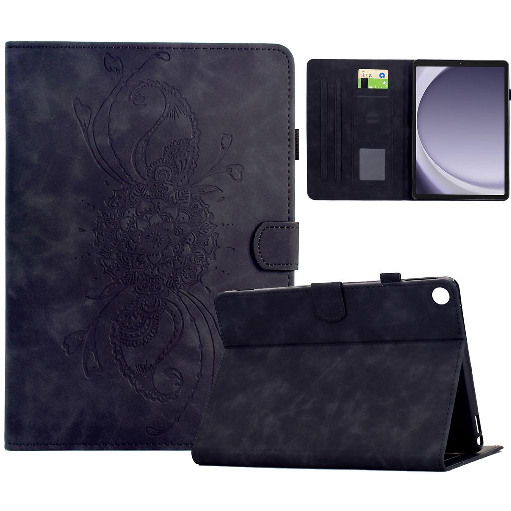 For Samsung Galaxy Tab A9 Case Mandala Imprinted Leather Tablet Cover with Card Slots