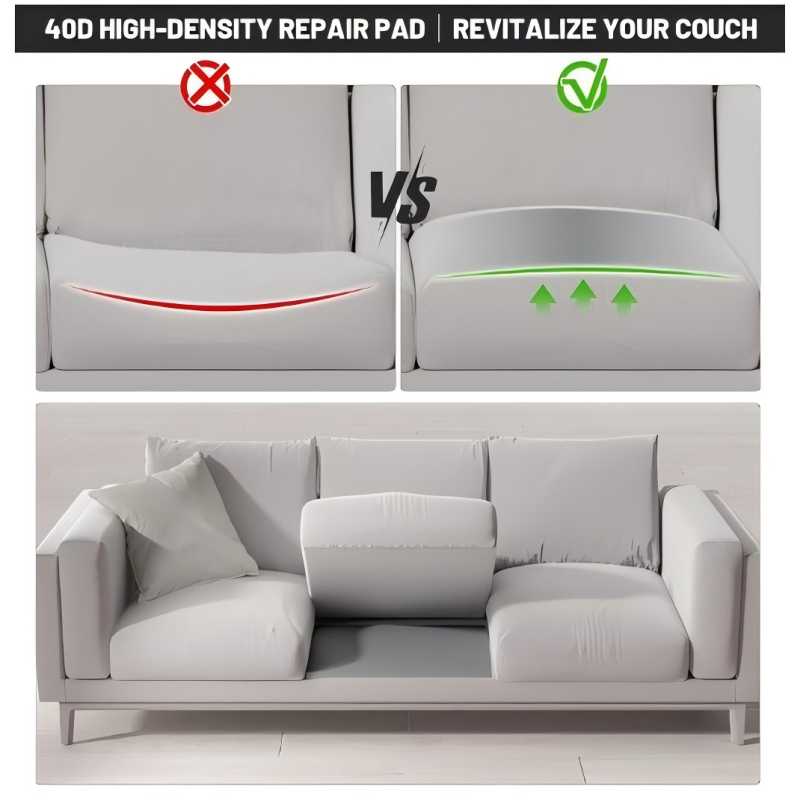 Couch Cushion Support For Sagging Seat High-Density Foam Non-Slip Sponge Pad Filling Sofa Cushion Support Curve Seat Repairing