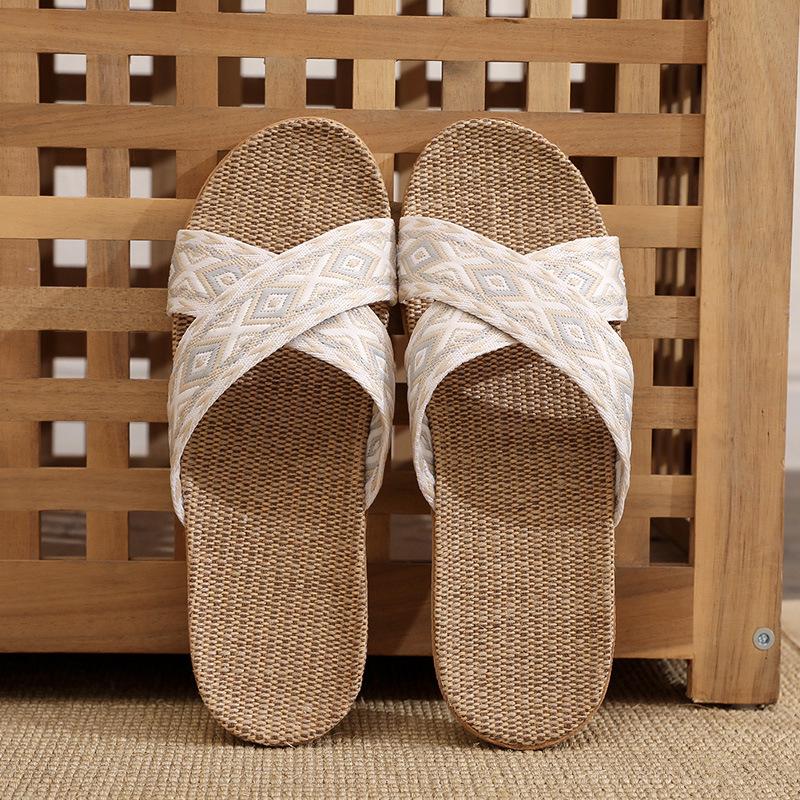 Women's Breathable Non-slip Linen Indoor Slippers - Summer Cotton Casual Sandals