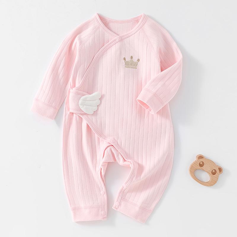 

Long-Sleeved Cotton Lace-Up Baby Romper with Butterfly Design for Spring and Autumn 66cm for 2-6 months
