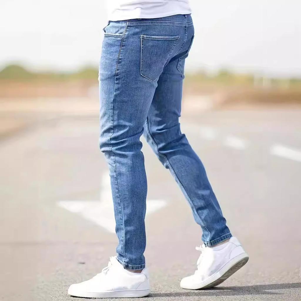 Men's ripped jeans skinny jeans clothes sale