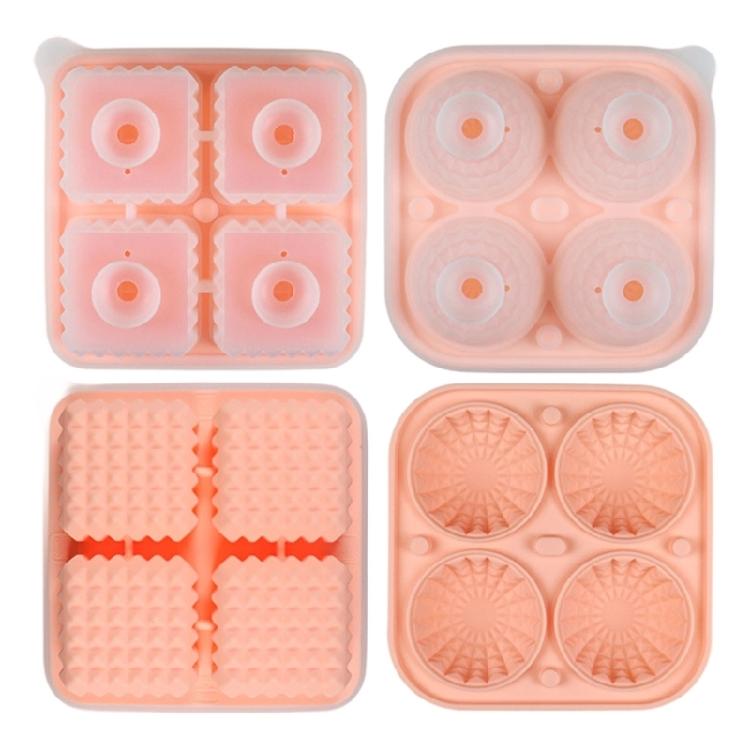 2 Piece Geometric Ice Cubes Maker Set Silicone Square Round Molds For Drink Whiskey Flexible Freezers Tray Quick Releases