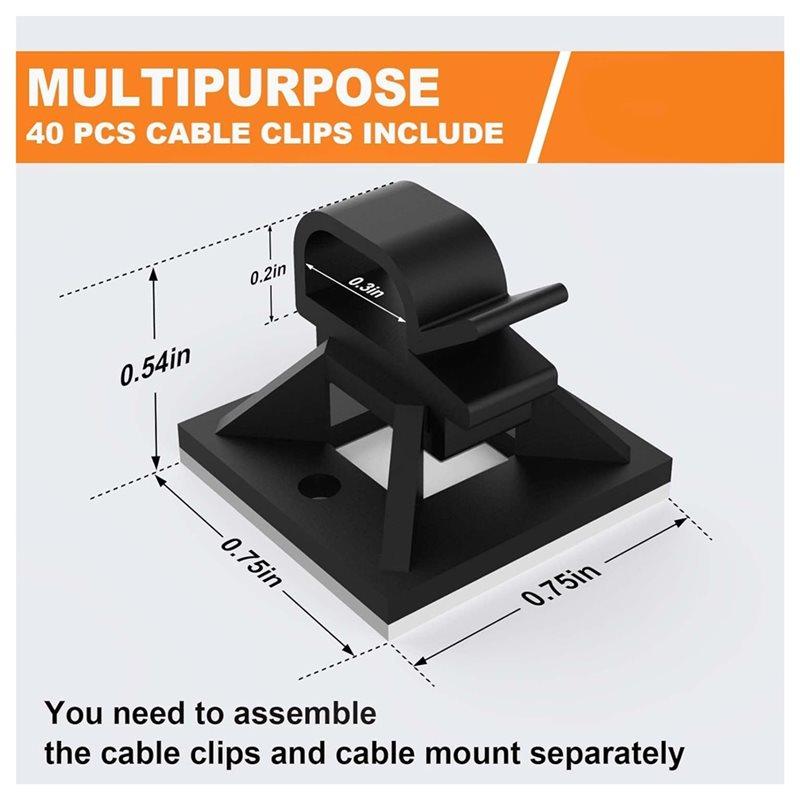 A84E-Wire Holder Zip Tie Adhesive Mounts Self-Adhesive Cable Base Holders Multi-Purpose Tie,Wire Clips With Cable Tie