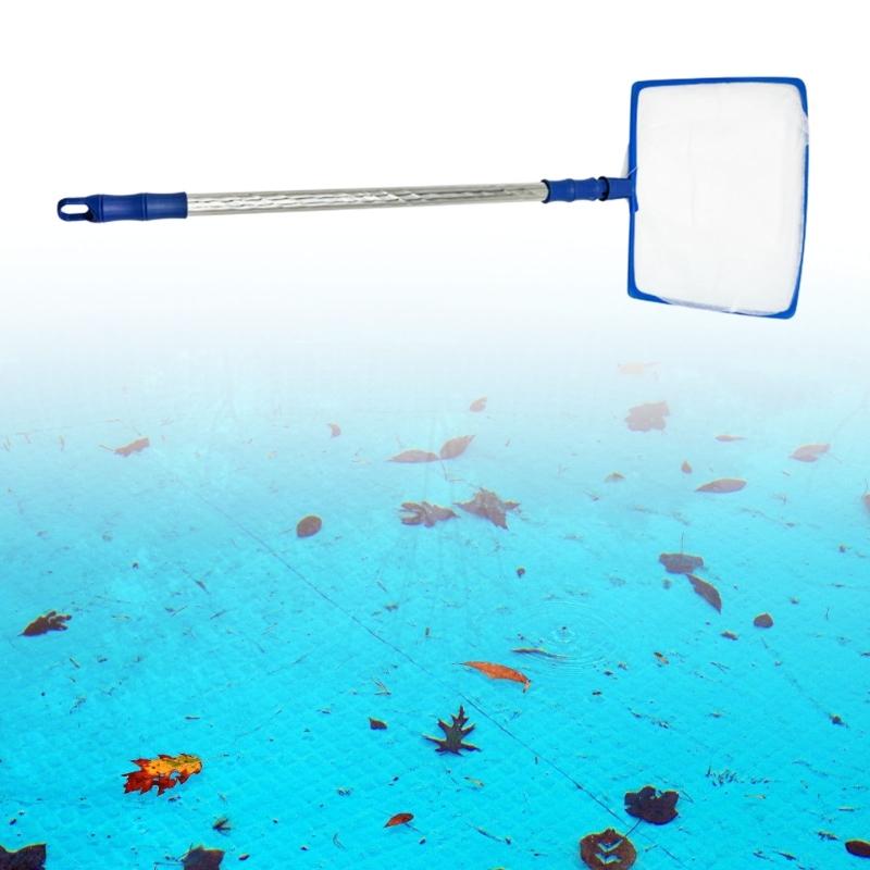Pool Net with Extendable Steel Handle, Square Fine Screen Head for Floating Debris Pickup in Pool Water, Pond Water, and Wet Areas