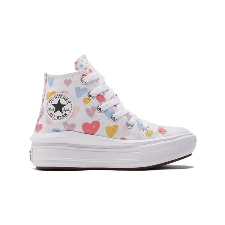 Converse All Star Move High PreSchool 'Always Hearts' (Unisex) White / White / Pink Salt Kids' Canvas Shoes 371590C