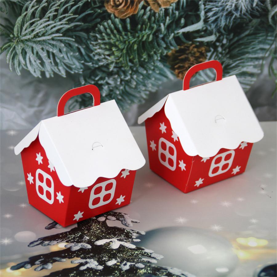 5Pcs Christmas Red Small House Candy Box, European Creative Souvenir Candy Box, Holiday Gift Packaging Box, Wedding Candy Box