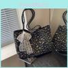 Fashionable Canvas Flower Print Tote Bag For Women Large Stylish Bag For School