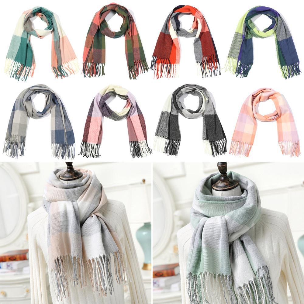 Herbst Winter Gestrickte Karoschals Kaschmir Schal Wickeltuch Breite Karos Schal Decke Warmer Kragen