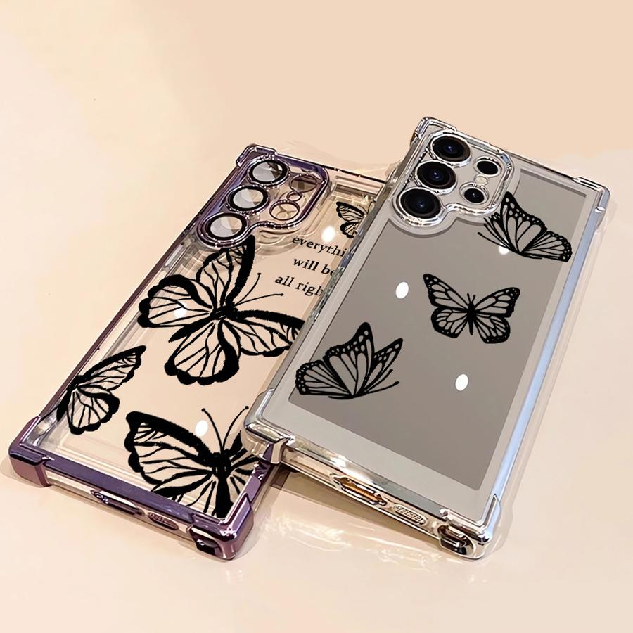 Ink Butterfly Case for Samsung Galaxy S21FE s24ultra s24fe S24 S25 Ultra S22 Ultra S20 FE S23 S25 Plus Soft Cover