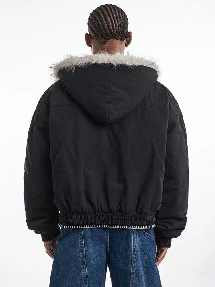 Jaqueta Cardigan de Algodão Grossa Masculina com Estampa de Águia Europeia & Americana - Corte Solto