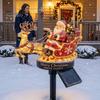 Decorative Lawn Stake for Christmas Santa And Reindeer Sleigh Solar Garden Light, Warm LED Pathway Claus Decorations Lamp, Powered Outdoor Waterproof