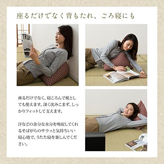 Emur Vyrobeno v Japonsku Přírodní pohankový polštář s krásným japonským vzorem Konopný list Ao