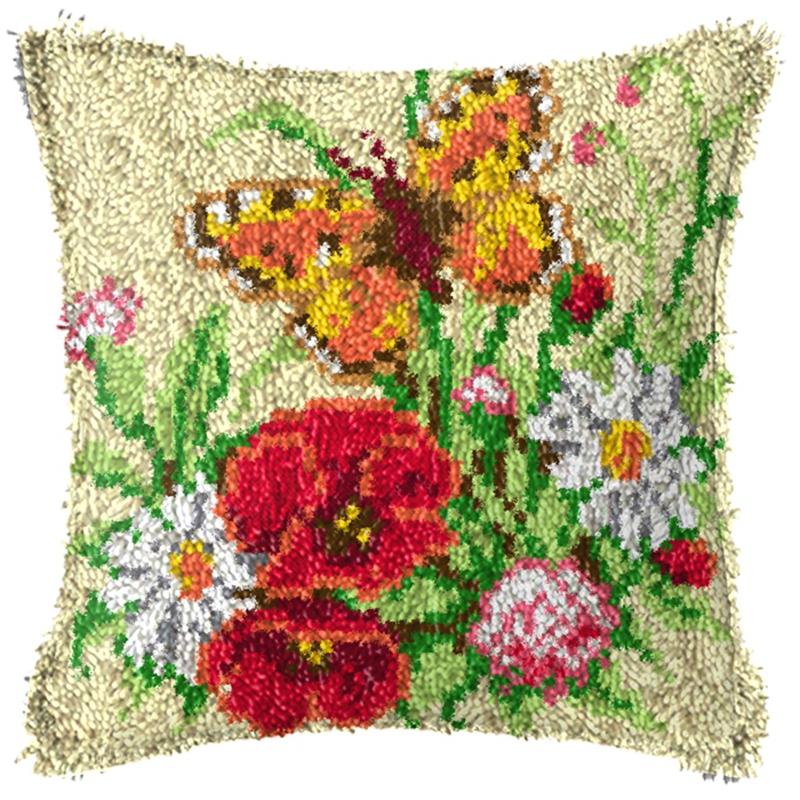 Flowers/Plant Series Latch Hook Rug Kits Pillows Smyrna Package Carpet Embroidery Latch Hook Kit Cross Stitch Pillow Knooppakket