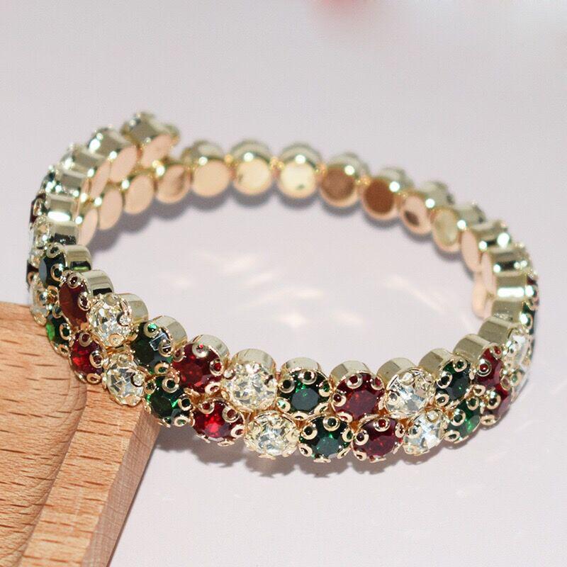 Squisito Bracciale da Sposa con Strass Esagerati per Esibizione sul Palco