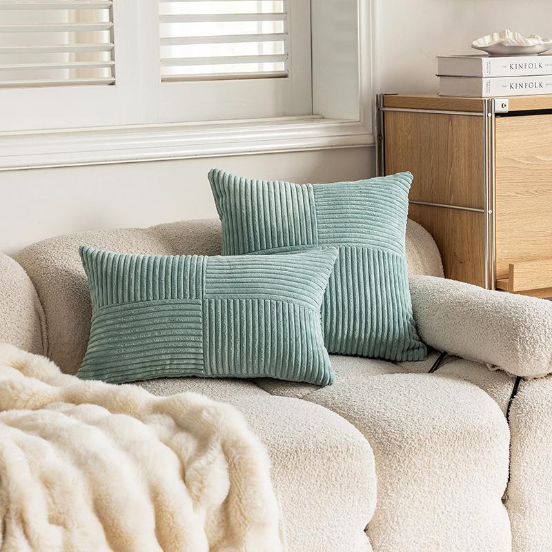 Solid Color Corduroy Pillow Splicing Pillow Cover, Living Room Sofa Cushion, Bedroom Headboard Cushion, Simple Pillow