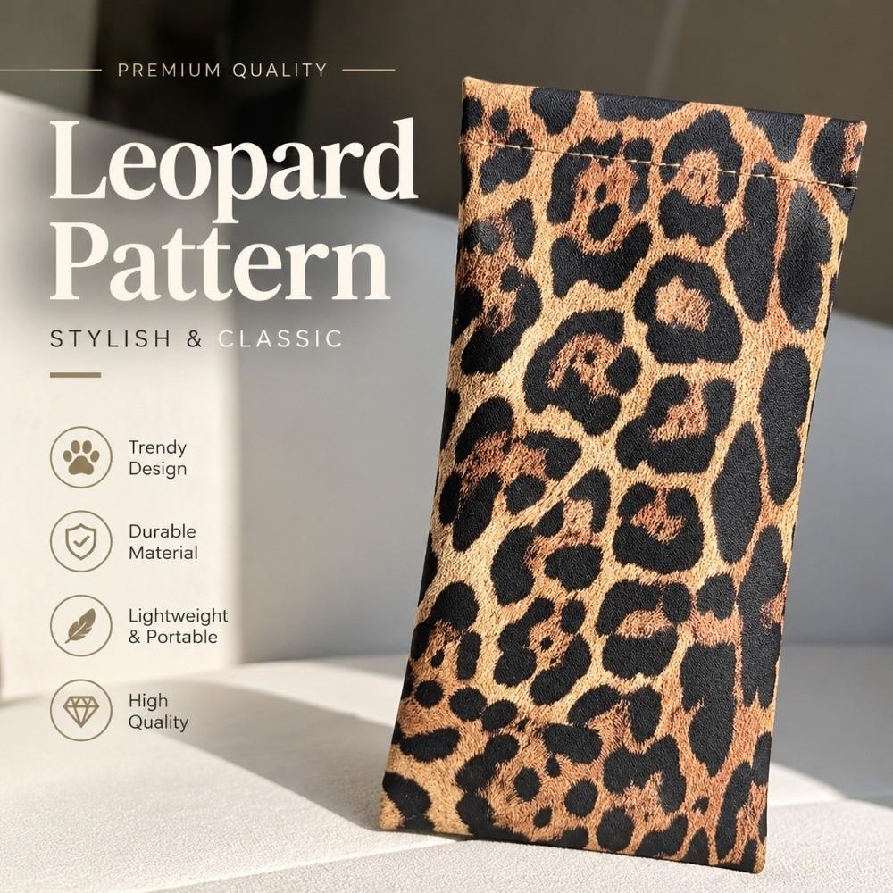 Leopard Print Glasses Case Soft PU Leather Sunglasses Case Fashionable Eyeglass Pouch  Unisex