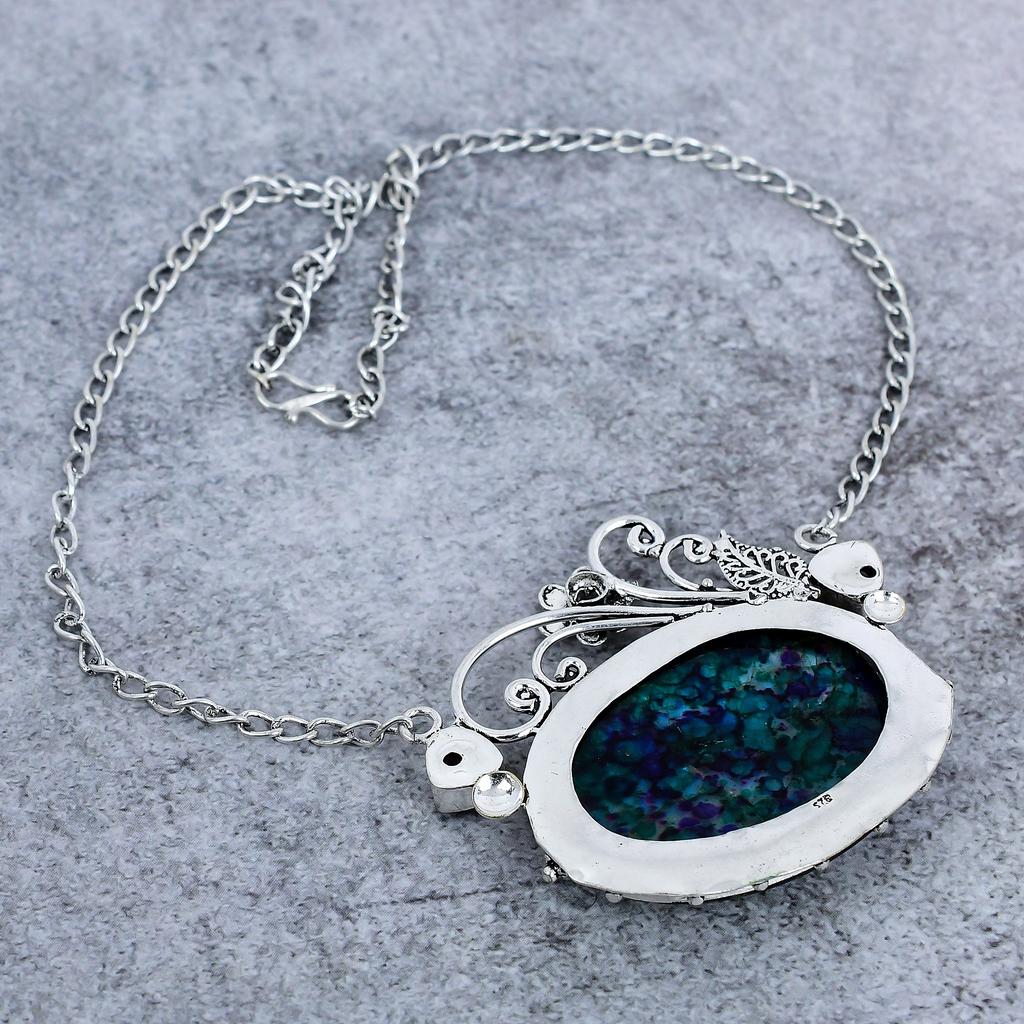 Multi Labradorite, Amethyst 925 Sterling Silver Jewelry Necklace 18" M-2759