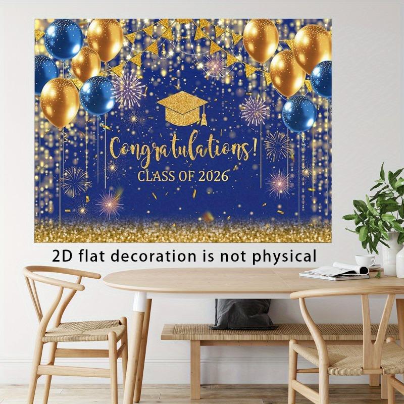1 piece set of 2026 graduation background fabric suitable for graduation season - elegant 2D flat banner with 2026 text