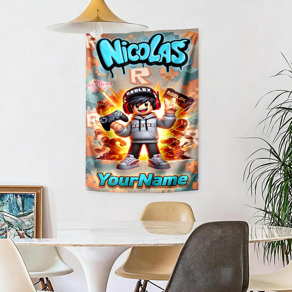 Roblox Custom Your Name Wall Decor Tapestry Art For Pet Memorial Birthdaywedding Party Backdrop Family Gift