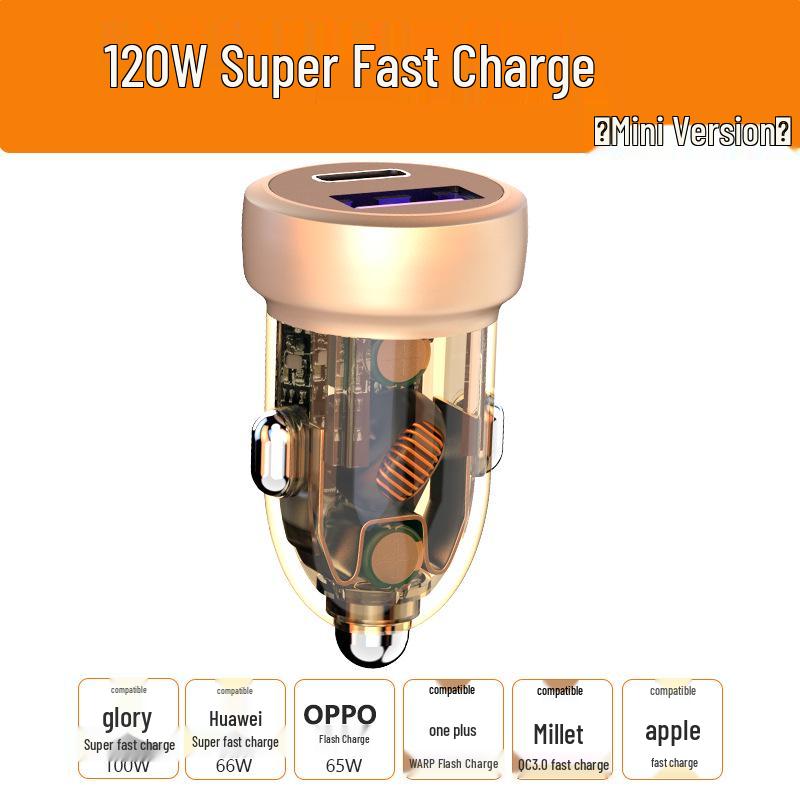 Unsichtbarer 100W Dual PD Schnell-Autoladeadapter