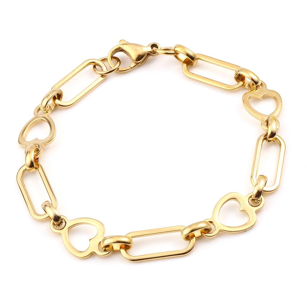 Neue Edelstahl-Armbänder für Damen Herren Oval Herz Karabinerverschluss Kette Armband am Handgelenk Schmuck Zubehör 18-19cm lang