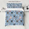 3-piece Down Duvet Cover with Cartoon Cat Pattern Print (1 Down Duvet Cover+2 Pillowcases, No Core) Soft Bedding Set