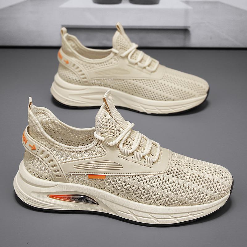 

Summer breathable mesh casual shoes hollow comfortable lightweight sports shoes running trendy shoes 39 бежевый
