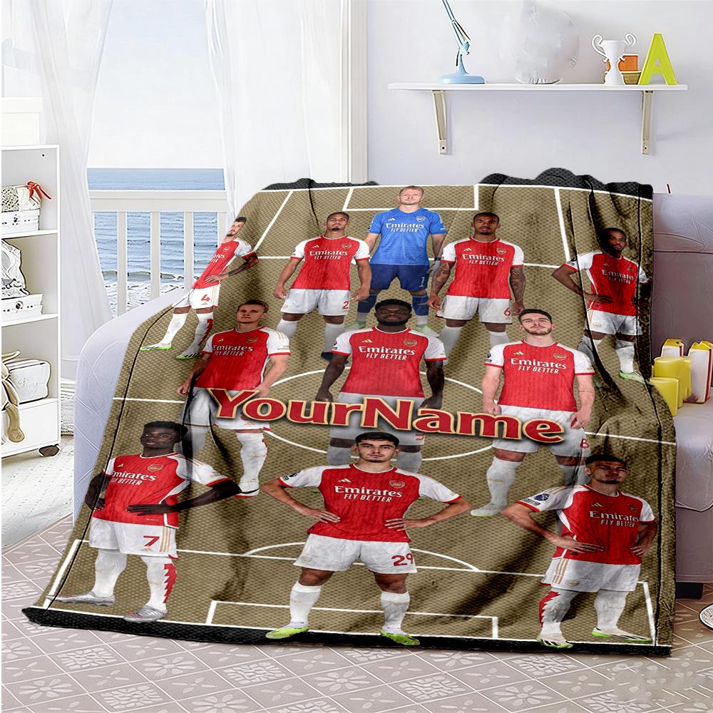 Arsenal Personalized Text Blanket Throw Personalized Blanket Warmthful Decor Perfect for Picnics Office Chair Couch Seaside Four Seasons Multipurpose