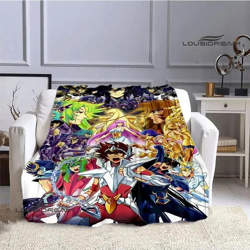 Knights of the Zodiac Cartoon Print Throw Blanket Soft Flannel Warm Cozy for Home Bed Travel Birthday Gift