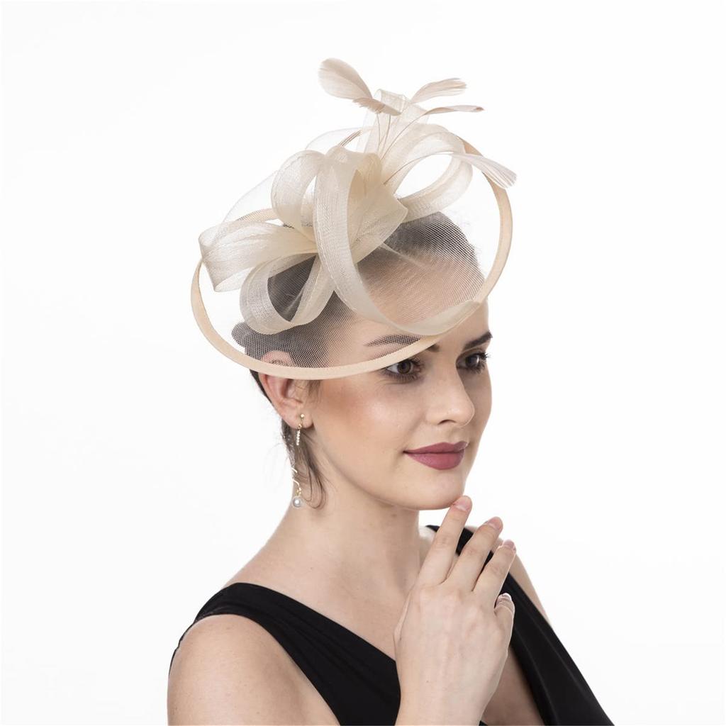 Feather Headpiece Breathable Fascinator Hat With Headbands and Clip For Themed Event Cocktail Wedding Costumes