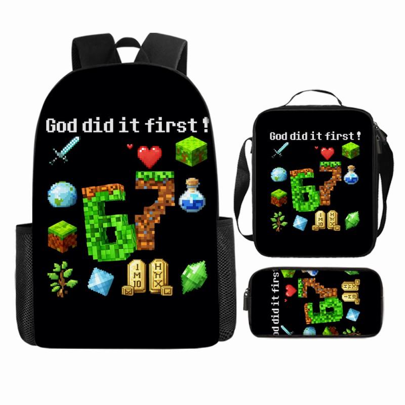 Cartoon Brainrot-Themed Backpack Crossbody Bag Pencil Case School Kids Ages 10-12