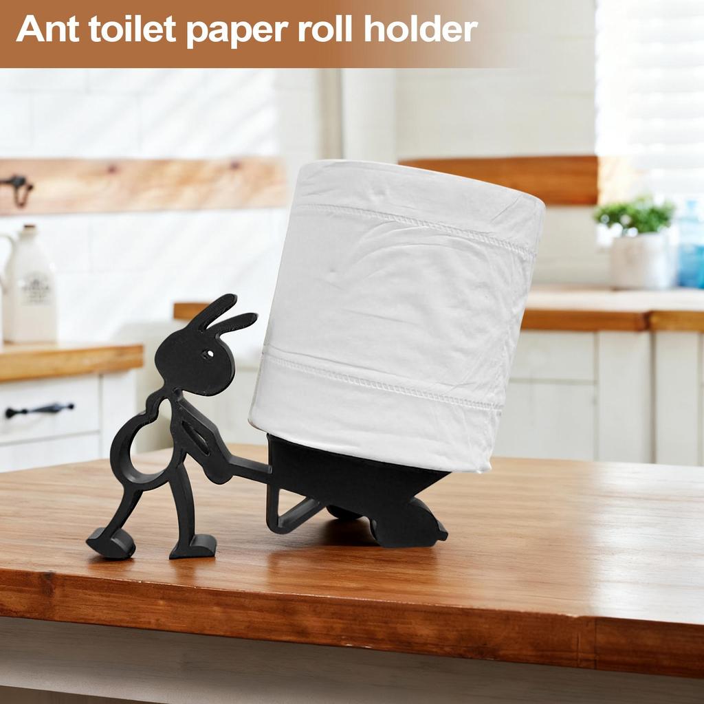 Ant Shaped Toilet Paper Holder In Matte Black, Cute Napkin Dispenser for Bathroom Kitchen RV and Home Decor Supplies