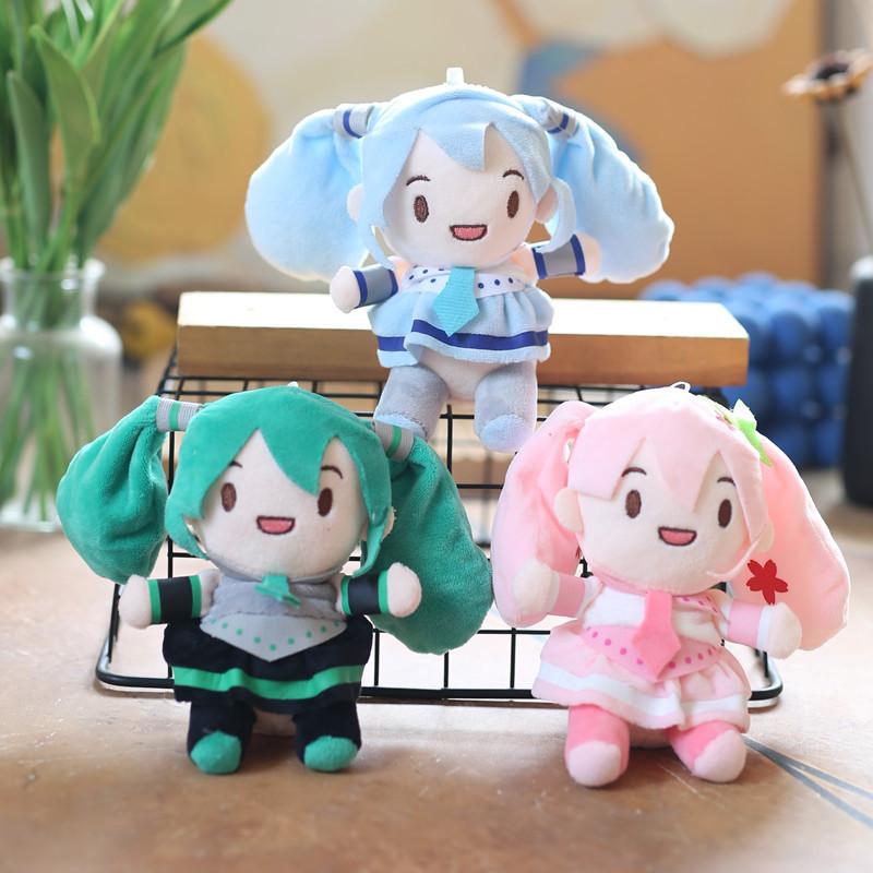 Adorable Cute Hatsune Miku Plush Toy Keychain Pendant Fluffy Cartoon Soft Plush Doll Pink Green Blue