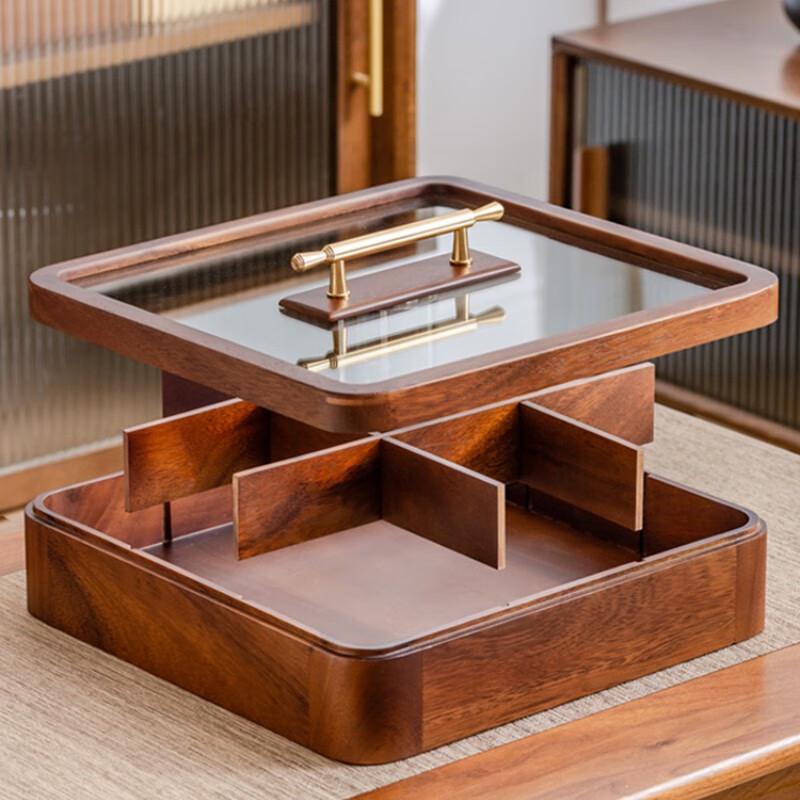 Luxury Chinese Style Solid Wood 9-Compartment Serving Tray
