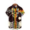 Magliette da Uomo Unisex alla Moda con Teschi e Fiori Stampa 3D Divertente Streetwear Manica Corta Stampe Camicia Hawaiana Collo a Revers Per Uomo