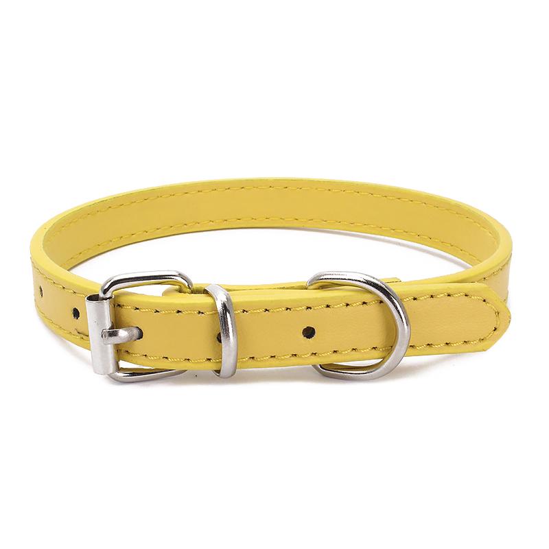 1PC Comfortable Puppy Cat Dog Pet Collar Faux Leather Adjustable Solid Buckle