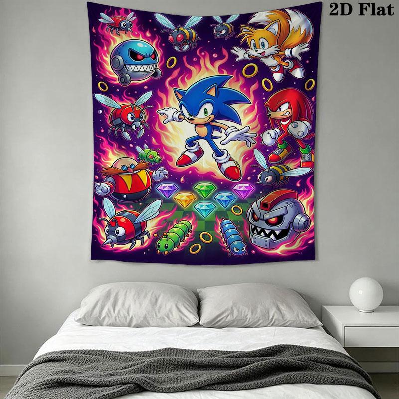 Hedgehog Sonic Valley Wall Hanging Printed Fabric Blanket Decorative Tapestries for Bedroom Living Room Home Decor