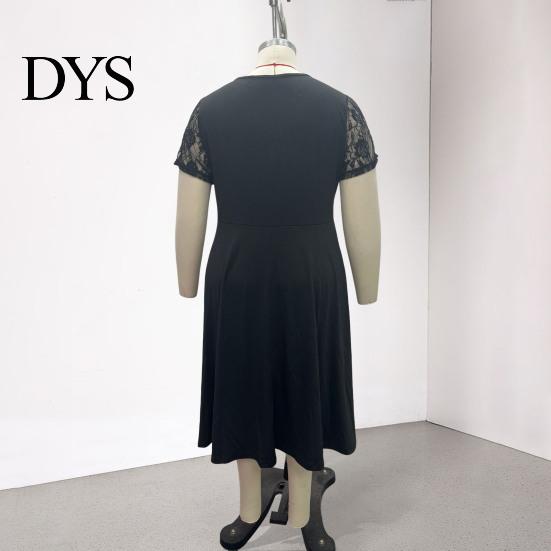 Robe ajustée à col en V Grande Taille Formelle pour Femmes Dentelle Manches Courtes Coupe A-line Légère Été Mère de la Mariée Invité de Mariage Robe de Soirée