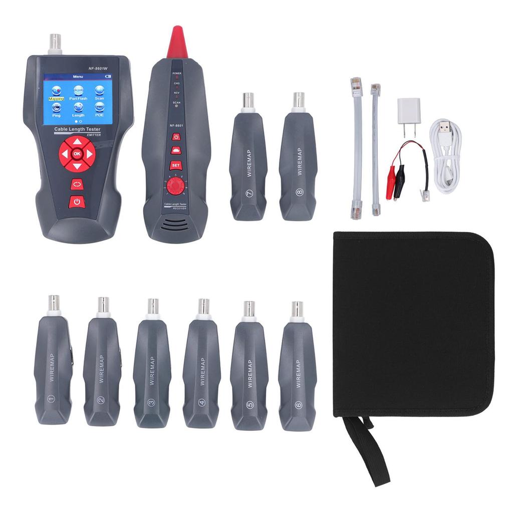 Network Wire Finder with 8 Adapters Cable Length POE Tester LCD Screen Break Point Checker