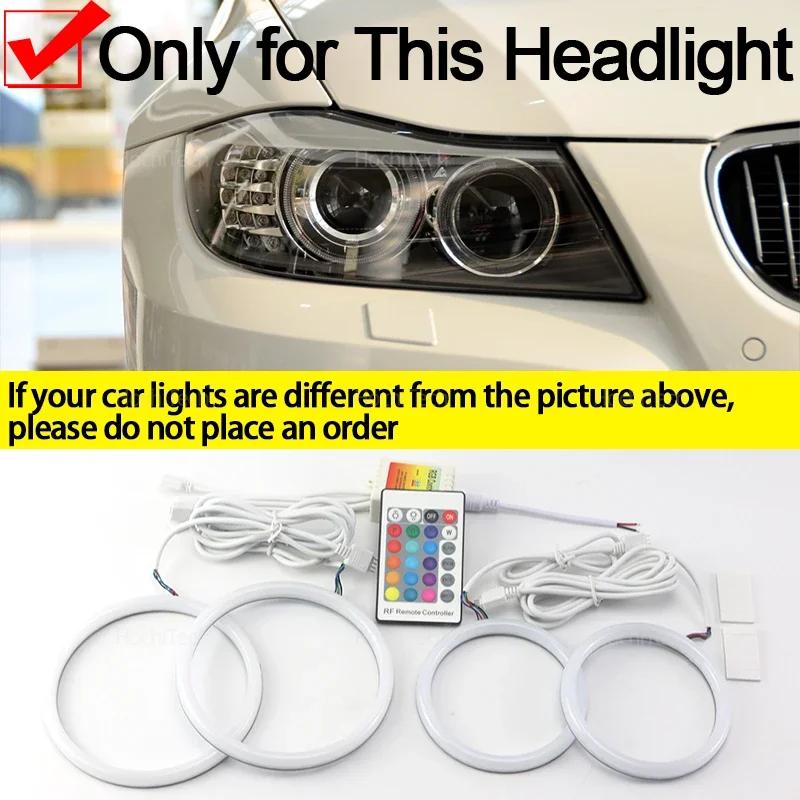 For BMW 3 Series E90 E91 2005 2006 2007 2008 Accessories High Quality 16-Color RGB Cotton LED Angel Eye Rings Daytime Light